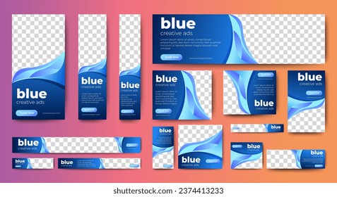 Modern banner design web template Set, Horizontal header web banner. blue cover header background for website design, Social Media Cover ads banner, flyer, invitation card	
