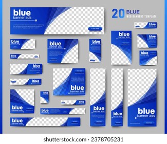 Modern banner design web template Set, Horizontal header web banner. blue cover header background for website design, Social Media Cover ads banner, flyer, invitation card