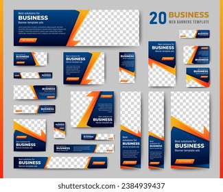 Modern banner design web template Set, Horizontal header web banner. blue cover header background for website design, Social Media Cover ads banner, flyer, invitation card	