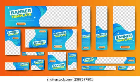 Modernes Webdesign-Template Set für Banner, Horizontaler Webbanner für Header. blauer Deckenkopfhintergrund für Website-Design, Banner für Social-Media-Cover-Anzeigen, Flyer, Einladungskarte