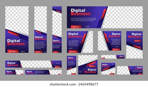 Modern banner design web template Set, Horizontal header web banner. Modern Gradient Blue cover header background for website design, Social Media Cover ads banner, flyer, invitation card