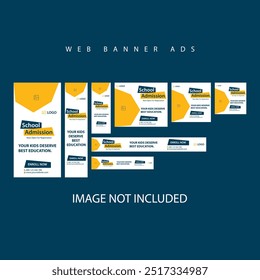Modern Banner Design Web Template Set. Set Of Admission Web Banner Ads. Editable Vector EPS 10.
