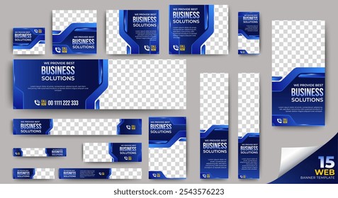 Modernes Banner Design Web Template Set, Horizontal Header Web Banner. blauer Titelkopf Hintergrund für Website-Design, Social Media Cover Anzeigen Banner, Flyer, Einladungskarte