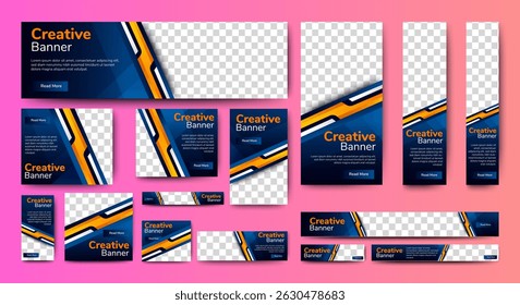 Modern banner design web template Set, Horizontal header web banner. blue cover header background for website design, Social Media Cover ads banner, flyer, invitation card