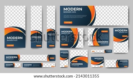 Modern banner design web template Set, Horizontal header web banner. Orange cover header background for website design, Social Media Cover ads banner, flyer, invitation card