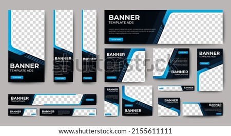 Modern banner design web template Set, Horizontal header web banner. Modern Gradient Blue cover header background for website design, Social Media Cover ads banner, flyer, invitation card