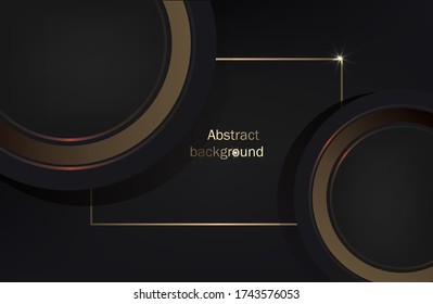 Modern banner with gold lines and a frame with a gold stroke. Luxary background. Vector illustration.
