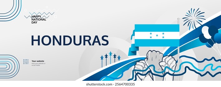 Modern banner of Honduras Independence Day in colorful abstract template background. Poster celebrating 15 September Honduras national day with pride. Holiday concept