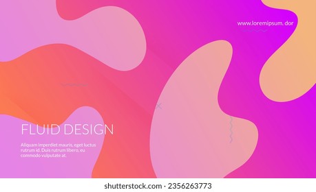 Modern Banner. Neon Gradient Cover. Color Landing Page. Horizontal Flyer. Violet Mobile Background. Plastic Design. Wave Colorful Composition. Fluid Journal. Lilac Modern Banner