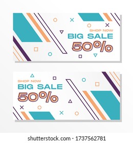 Modern Banner / Poster Design of Big Sale / Mega Sales for Online Store / Shop with Unique Shape