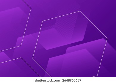Modern banner purple background with hexagon lines. Vector eps10