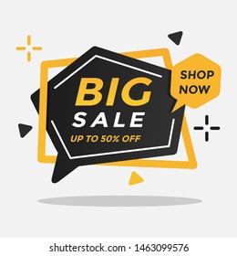 Modern banner sale vector template with black and yellow color. Suitable for promotion and special event. Also can be used for coupon.