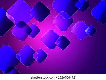 Modern banner with squares in blue. Squares of different sizes on a purple background.