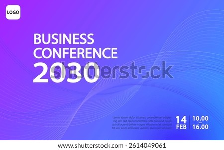 Modern banner template with abstract wavy lines on a gradient background. A futuristic poster for a business conference, tech event, or music festival announcement. Vector design for a web page.