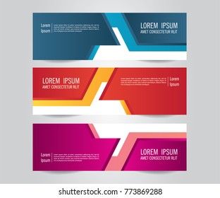 Modern banner template. Blue, Red and Purple Banner design. Horizontal advertising banner.
