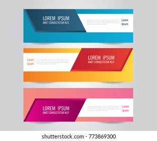 Modern banner template. Blue, Red and Purple Banner design. Horizontal advertising banner.