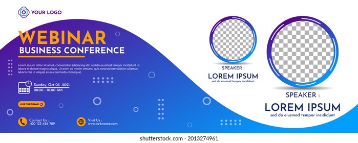 Modern banner template design for business webinar, marketing webinar, online class program, etc
