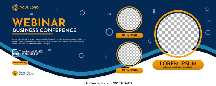 Modern banner template design for business webinar, marketing webinar, online class program, etc