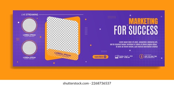 Modern banner template design for business webinar, marketing webinar, online class program, etc
