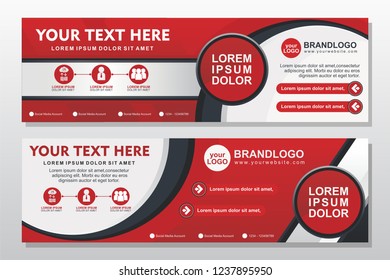 Modern banner template design with red, white and black color 