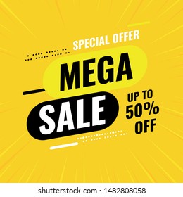 Modern Banner Template, Mega sale special offer, Promotion. Trendy advertisement - illustration