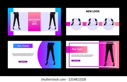 Modern banner template. Minimal peach, pink violet vibrant color in white background.  For social media post, profile header, headline, advertisement, web banner, flyer, poster and catalog.