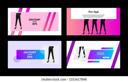 Modern banner template. Minimal peach, pink violet vibrant color in white background.  For social media post, profile header, headline, advertisement, web banner, flyer, poster and catalog.