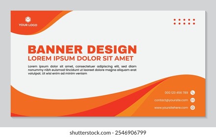Modern banner template orange wave design white background, modern banner template with abstract colorful design. vector illustration