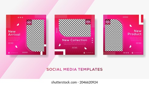 Publicación moderna de plantillas de banner con color degradado para la venta de moda. vector premium
