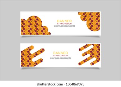 Modern banner template vector with ethnic pattern motifs. Eps10