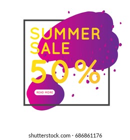 Modern banner vector template. Summer frame