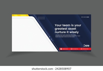 Modern banner web template with blue red yellow background. Minimal, modern vector illustration