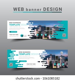Modern banner web template. Exhibition advertising presentation abstract background, Flat style vector illustration artwork rectangle size.