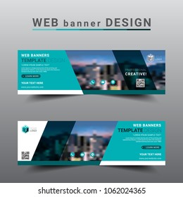 Modern banner web template. Exhibition advertising presentation abstract background, Flat style vector illustration artwork rectangle size.