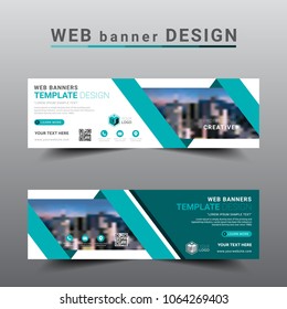 Modern banner web template. Exhibition advertising presentation abstract background, Flat style vector illustration artwork rectangle size.