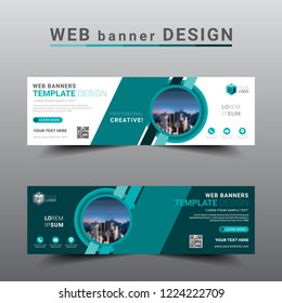 Modern banner web template. Exhibition advertising presentation abstract background, Flat style vector illustration artwork rectangle size.