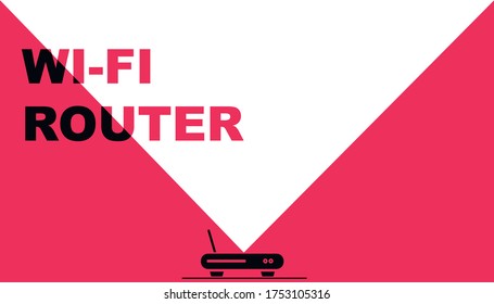 Modern banner with wifi router. Wi-fi signal on a poster for internet blogs and shops. Vector illustration.