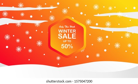 Modern banner winter sale design discount up to 50% off. Backdrop, background, wallpaper for promotion,  event, business and advertising. Colorful vector illustration eps 10.