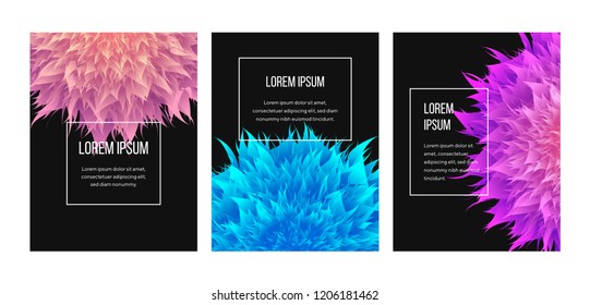Modern banners design. 3d mesh mandala illustration. Cool gradient colors. Flower illustration. For design covers, presentation, invitation, flyers, annual reports, posters and business cards