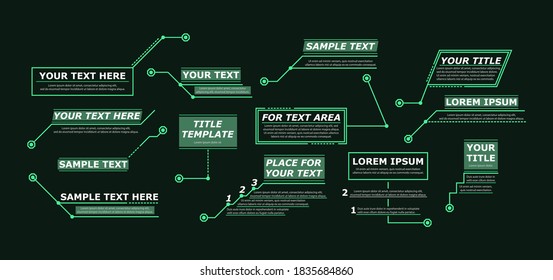 Modern banners of lower third for presentation. Digital callouts titles. Futuristic callout bar labels, information call box bars and modern digital info boxes layout templates. Vector illustration