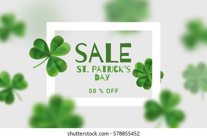 Modern banners for sales on St. Patrick's Day. Design Web banners with 3d effect. Flyer with clover can be used in promotions.