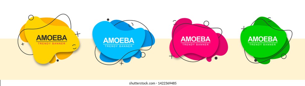Modern banners of yellow, blue, red, green color. Vector trendy banners for use in web and print.