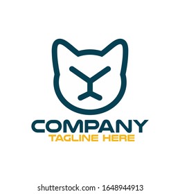 Modern bar black cat logo. Vector illustration.