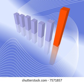 Modern bar chart with digital wave in the background.