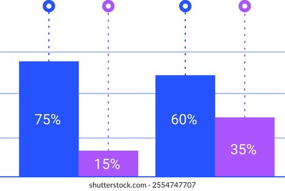 Modern bar charts comparing data through percentages, effectively visualizing information with infographic elements against a clean, minimalist background