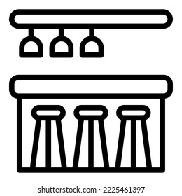Modern bar icon outline vector. Chair stool. Cafe table