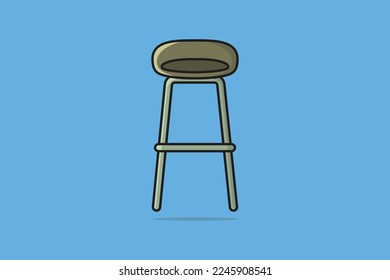 Modern Bar Stool, ilustración vectorial de la silla. Concepto de icono de objetos de barra interior. Muebles para el Bar y Restaurante decoración vectorial con sombra. Cómodo taburete sentado, logotipo de la silla.