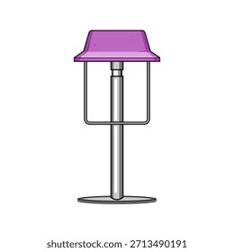 Taburete de bar moderno con un asiento de color púrpura brillante y un elegante soporte metálico con una base circular, ideal para mostradores de cocina, bares domésticos o interiores de restaurantes
