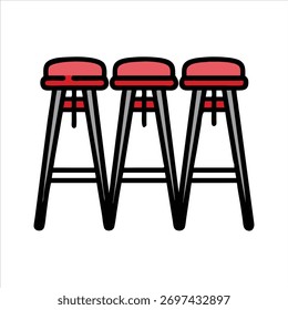 Icono moderno de taburete de bar para diseño de interiores y muebles
