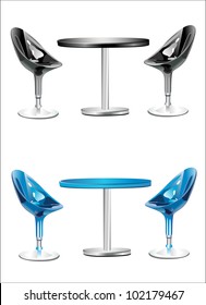 Modern Bar Table With Two Chairs On White Background